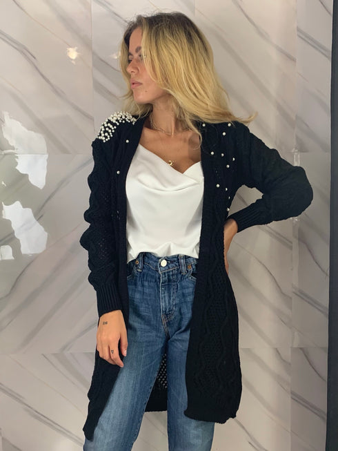 Cardigan donna con perline