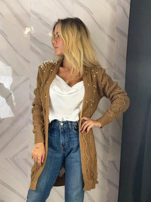 Cardigan donna con perline