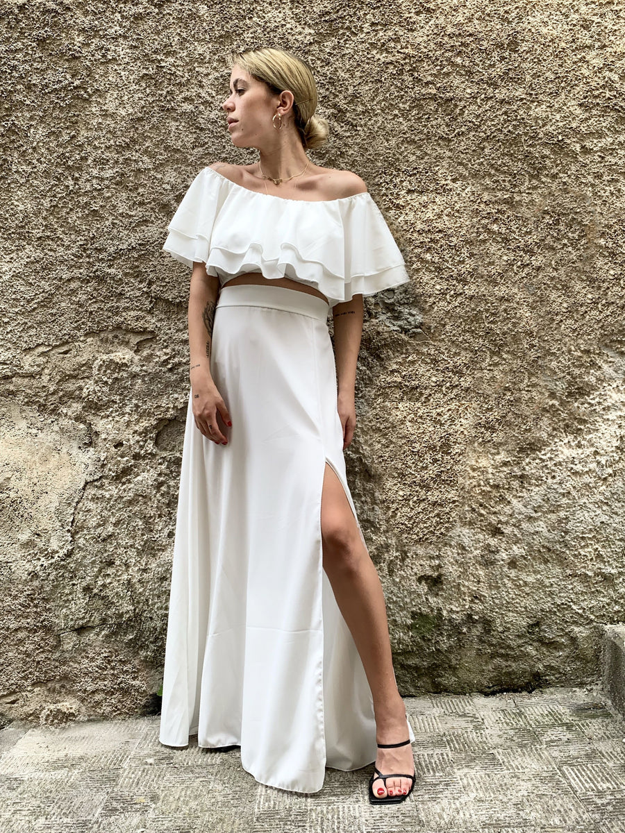 Crop Top Coordinati Top Gonna Gonna Longuette Coordinato Gonna E