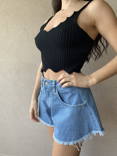 Shorts di jeans modello farfalla