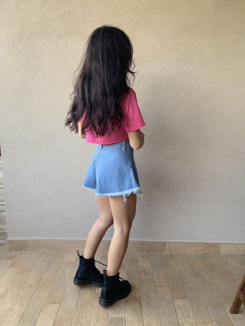 Shorts di jeans modello farfalla