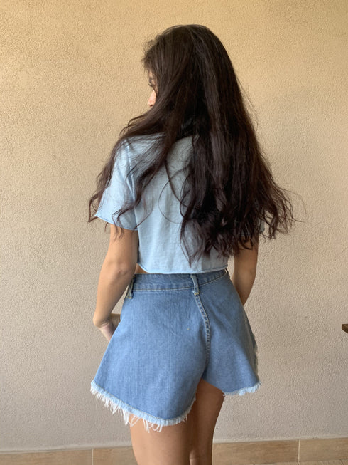 Shorts di jeans modello farfalla