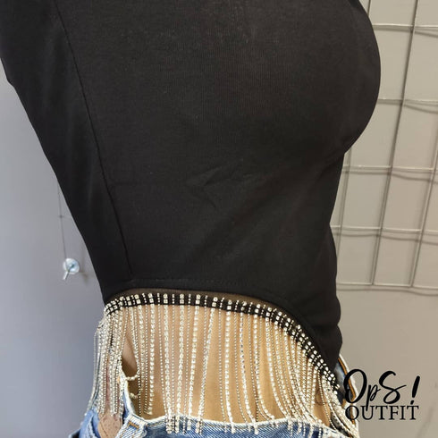 T-shirt donna strass pendenti