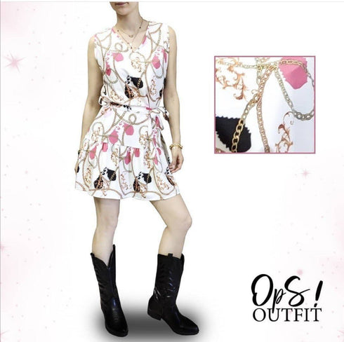 Vestito donna fondo bianco a fantasia